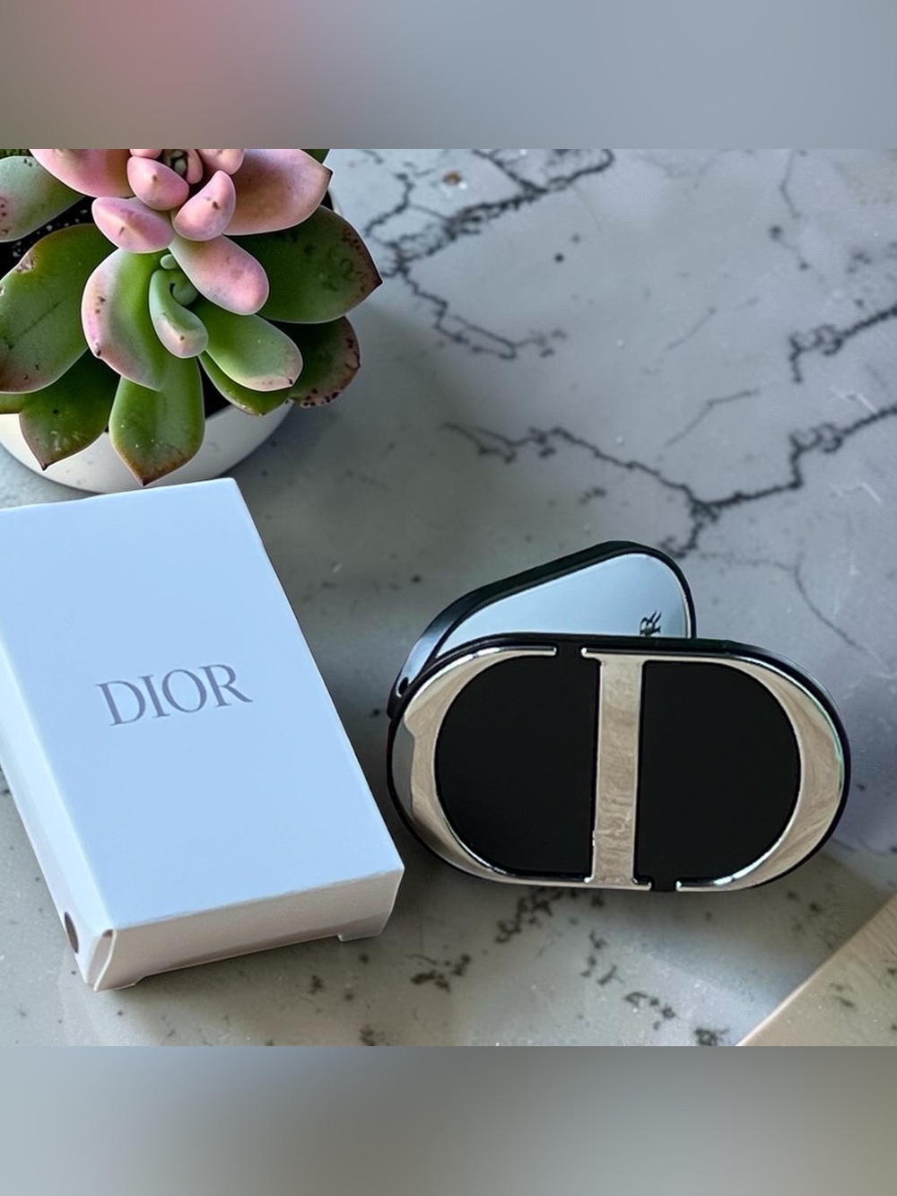 Dior Black Beauty Dual-Mirror Case for Phone Grip and Stand
 ~NEW~
